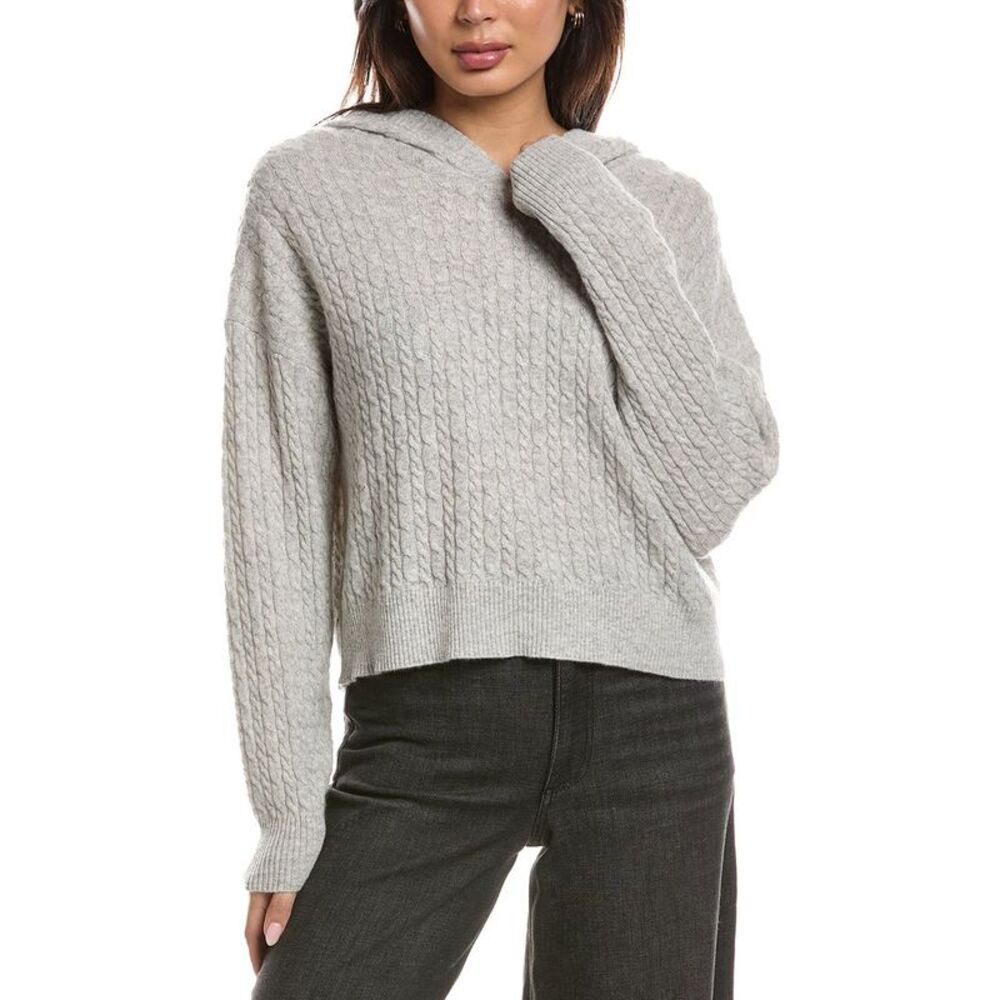 The Cashmere Project Womens  Baby Cable 100% Cashmere Hoodie, Gray